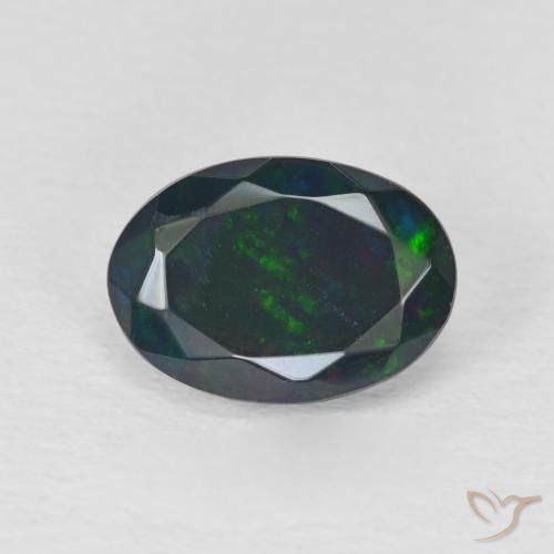 1.40ct Natürlicher Mehrfarbig Schwarzer Opal, Oval, Lichtdurchlässig