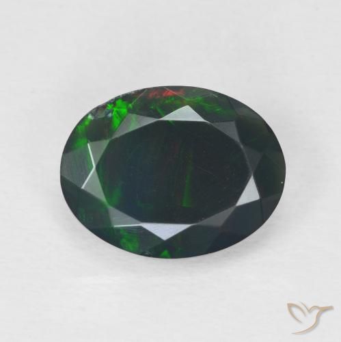 1.86ct Natürlicher Mehrfarbig Schwarzer Opal, Oval, Lichtdurchlässig