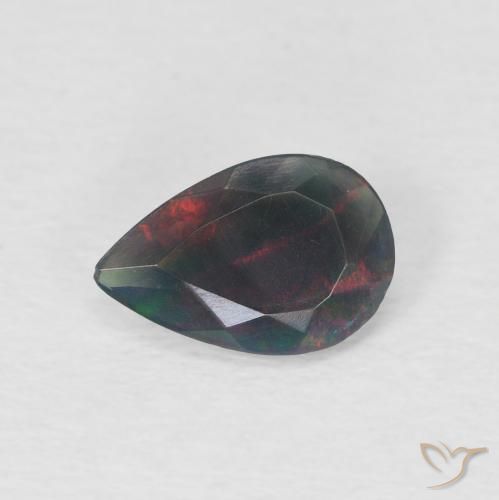 0.60ct Natürlicher Mehrfarbig Schwarzer Opal, Birnenform, Lichtdurchlässig
