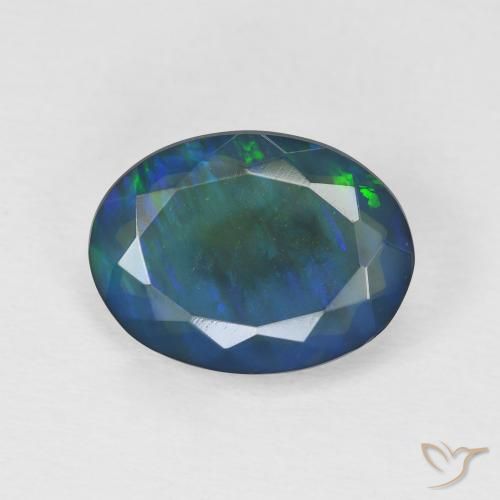 2.84ct Natürlicher Mehrfarbig Schwarzer Opal, Oval, Lichtdurchlässig
