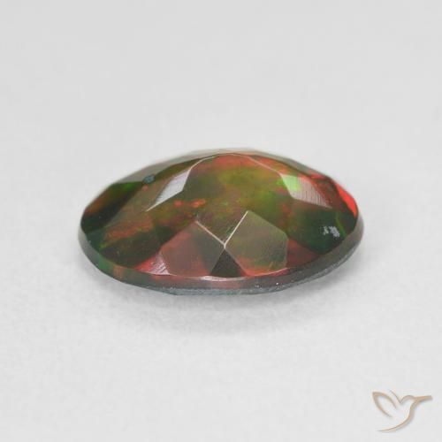 1,80 ctw natürlicher mehrfarbiger Schwarzer Opal, Oval Schliff, Lichtdurchlässig