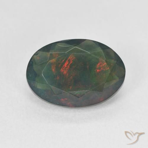 1.77ct Natürlicher Mehrfarbig Schwarzer Opal, Oval, Lichtdurchlässig