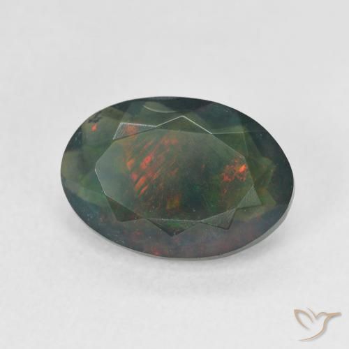 9,17 ctw natürlicher Mehrfarbig Schwarzer Opal, Oval, Lichtdurchlässig