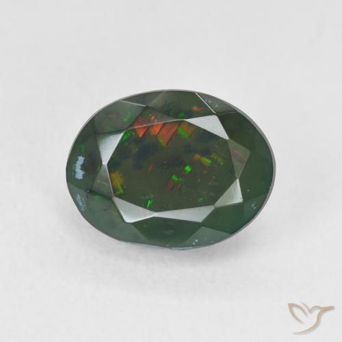 1.79ct Natürlicher Mehrfarbig Schwarzer Opal, Oval, Lichtdurchlässig