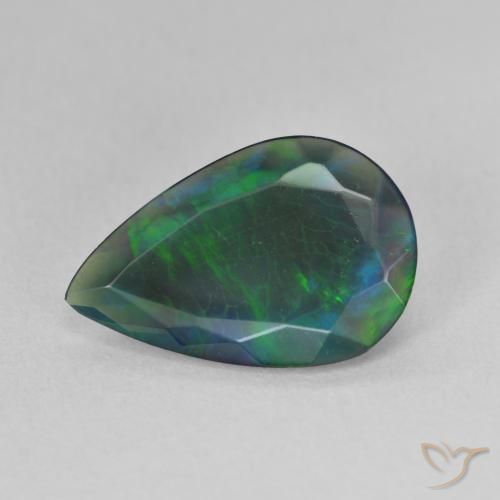 2,01 ctw natürlicher mehrfarbiger Schwarzer Opal, Birnenform, Lichtdurchlässig