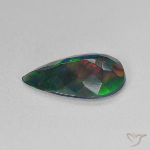 2,01 ctw natürlicher mehrfarbiger Schwarzer Opal, Birnenform, Lichtdurchlässig