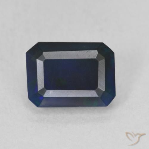 1.03ct Natürlicher Mehrfarbig Schwarzer Opal, Smaragdschliff, Lichtdurchlässig