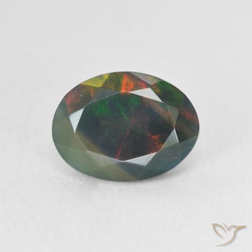 1.09ct Natürlicher Mehrfarbig Schwarzer Opal, Oval, Lichtdurchlässig