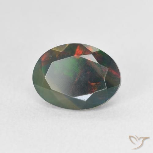 9,17 ctw natürlicher Mehrfarbig Schwarzer Opal, Oval, Lichtdurchlässig