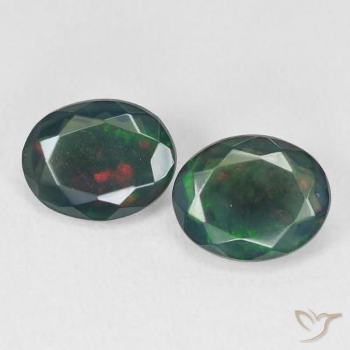 2.67ctw Natürlicher Mehrfarbig Schwarzer Opal, Oval, Lichtdurchlässig