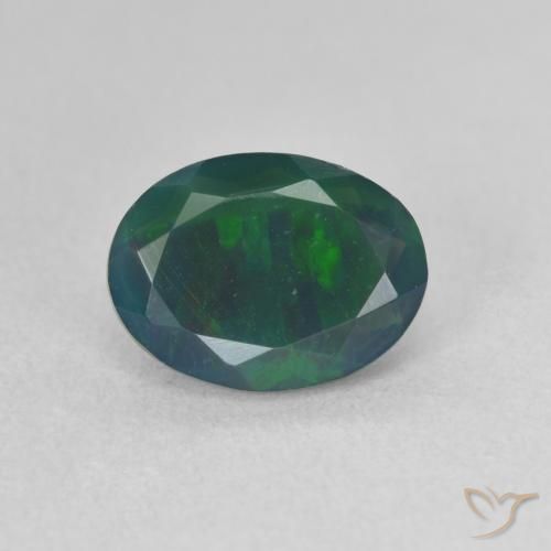 1.31ct Natürlicher Mehrfarbig Schwarzer Opal, Oval, Lichtdurchlässig