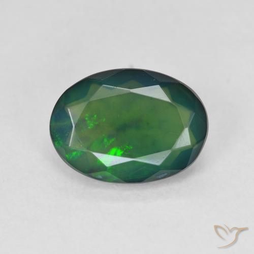 1.42ct Natürlicher Mehrfarbig Schwarzer Opal, Oval, Lichtdurchlässig