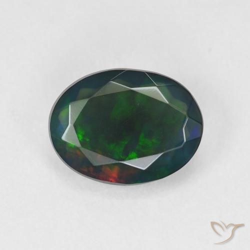 9,17 ctw natürlicher Mehrfarbig Schwarzer Opal, Oval Schliff, Lichtdurchlässig