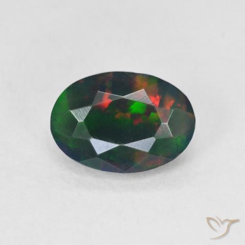 0.86ct Natürlicher Mehrfarbig Schwarzer Opal, Oval, Lichtdurchlässig