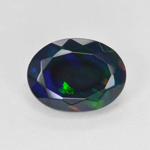 3.02ct Natürlicher Mehrfarbig Schwarzer Opal, Oval, Lichtdurchlässig