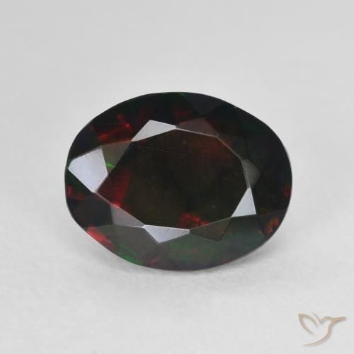 2.40ct Natürlicher Mehrfarbig Schwarzer Opal, Oval, Lichtdurchlässig