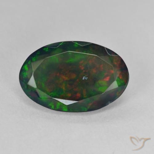 2.42ct Natürlicher Mehrfarbig Schwarzer Opal, Oval, Lichtdurchlässig