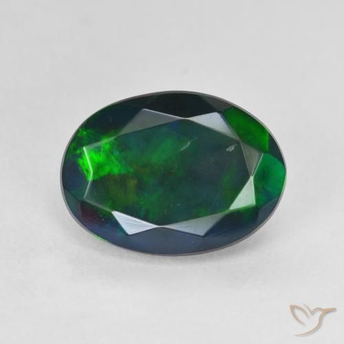 2.87ct Natürlicher Mehrfarbig Schwarzer Opal, Oval, Lichtdurchlässig