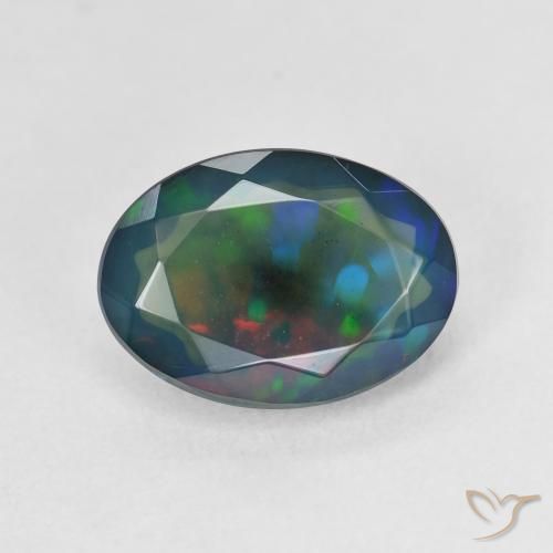 1.90ct Natürlicher Mehrfarbig Schwarzer Opal, Oval, Lichtdurchlässig, Photo A