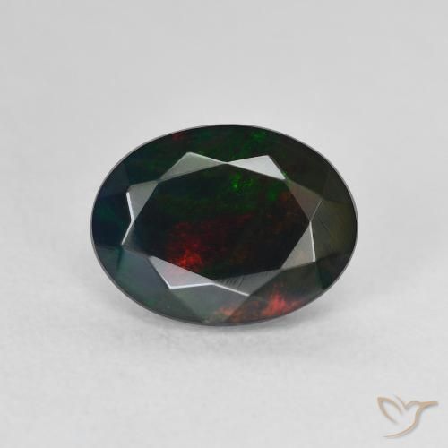1.30ct Natürlicher Mehrfarbig Schwarzer Opal, Oval, Lichtdurchlässig