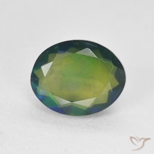 1.55ct Natürlicher Mehrfarbig Schwarzer Opal, Oval, Lichtdurchlässig