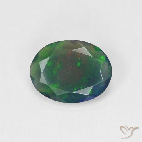 0.88ct Natürlicher Mehrfarbig Schwarzer Opal, Oval, Lichtdurchlässig
