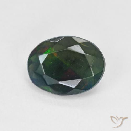 1.36ct Natürlicher Mehrfarbig Schwarzer Opal, Oval, Lichtdurchlässig