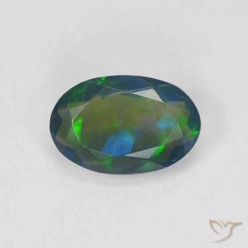 1.05ct Natürlicher Mehrfarbig Schwarzer Opal, Oval, Lichtdurchlässig