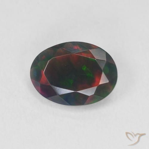 1.20ct Natürlicher Mehrfarbig Schwarzer Opal, Oval, Lichtdurchlässig