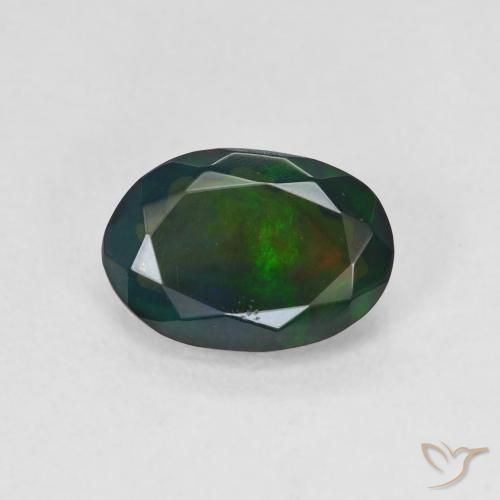 1.22ct Natürlicher Mehrfarbig Schwarzer Opal, Oval, Lichtdurchlässig