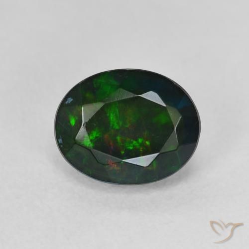 1.39ct Natürlicher Mehrfarbig Schwarzer Opal, Oval, Lichtdurchlässig