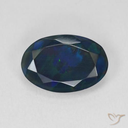 2.21ct Natürlicher Mehrfarbig Schwarzer Opal, Oval, Lichtdurchlässig