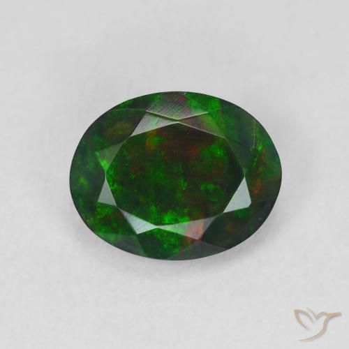 1.25ct Natürlicher Mehrfarbig Schwarzer Opal, Oval, Lichtdurchlässig