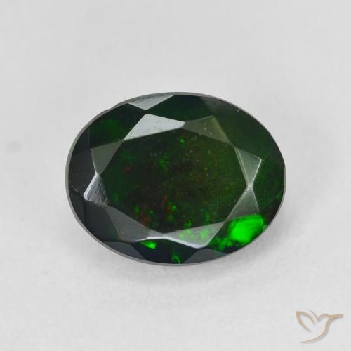 1.72ct Natürlicher Mehrfarbig Schwarzer Opal, Oval, Lichtdurchlässig