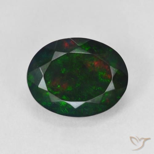 2.93ct Natürlicher Mehrfarbig Schwarzer Opal, Oval, Lichtdurchlässig