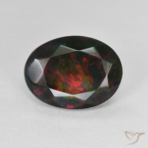 2.42ct Natürlicher Mehrfarbig Schwarzer Opal, Oval, Lichtdurchlässig