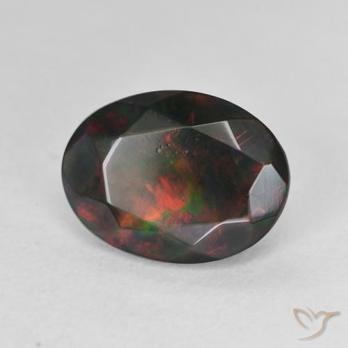 9,17 ctw natürlicher Mehrfarbig Schwarzer Opal, Oval, Lichtdurchlässig