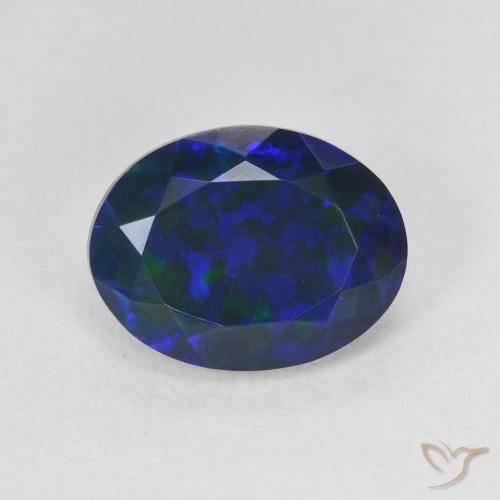 2,17 ctw natürlicher mehrfarbiger Schwarzer Opal, Oval Schliff, Lichtdurchlässig