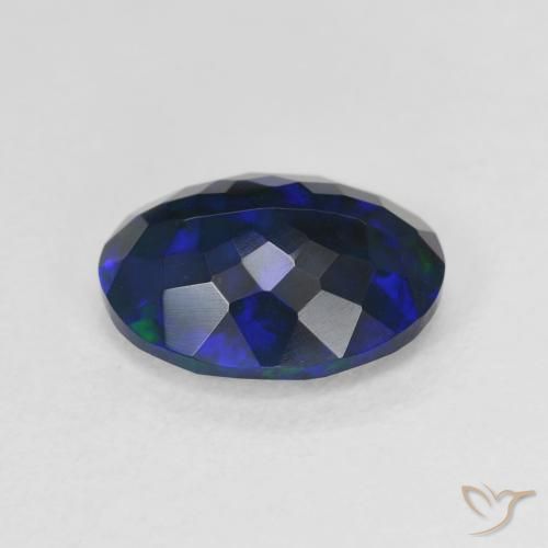 2,17 ctw natürlicher mehrfarbiger Schwarzer Opal, Oval Schliff, Lichtdurchlässig
