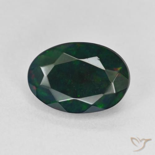 2.37ct Natürlicher Mehrfarbig Schwarzer Opal, Oval, Lichtdurchlässig