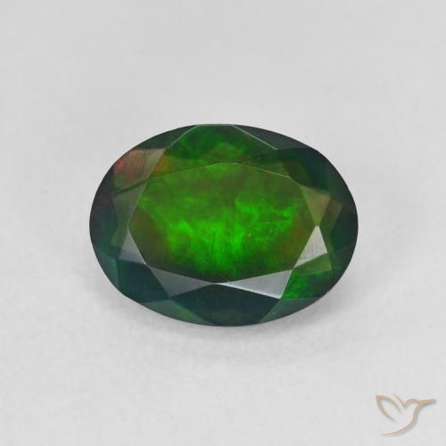 1.34ct Natürlicher Mehrfarbig Schwarzer Opal, Oval, Lichtdurchlässig