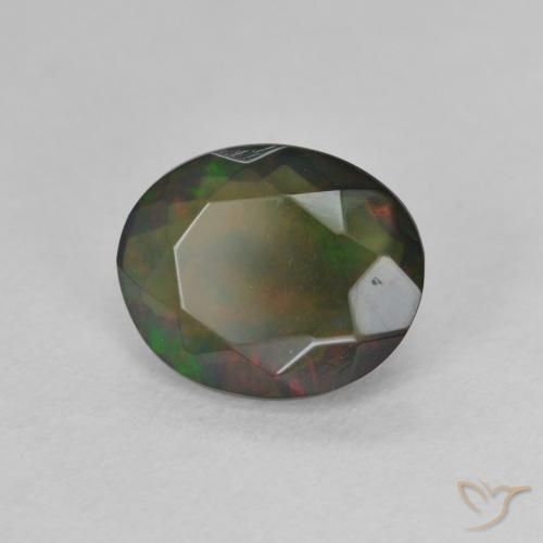 9,17 ctw natürlicher Mehrfarbig Schwarzer Opal, Oval, Lichtdurchlässig