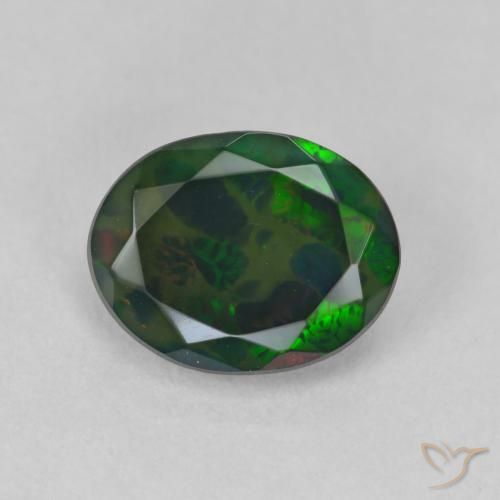 1.42ct Natürlicher Mehrfarbig Schwarzer Opal, Oval, Lichtdurchlässig