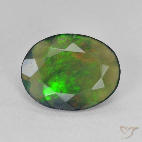 1.35ct Natürlicher Mehrfarbig Schwarzer Opal, Oval, Lichtdurchlässig