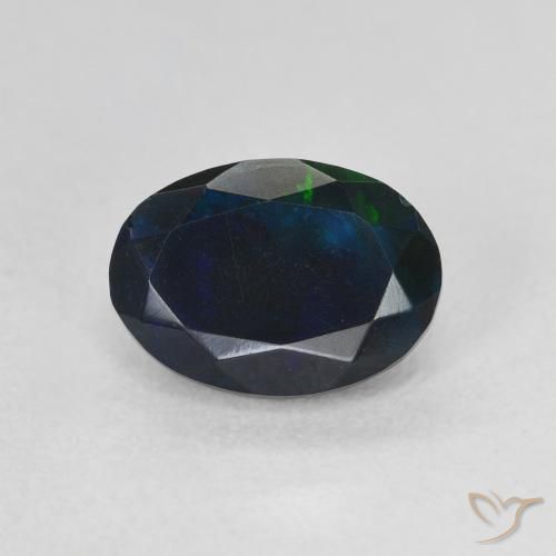 0.97ct Natürlicher Mehrfarbig Schwarzer Opal, Oval, Lichtdurchlässig