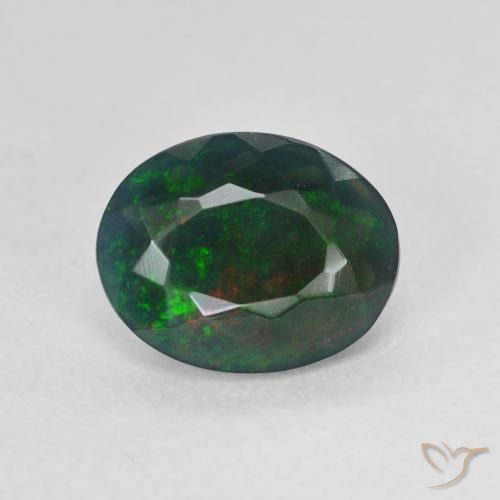 1.54ct Natürlicher Mehrfarbig Schwarzer Opal, Oval, Lichtdurchlässig