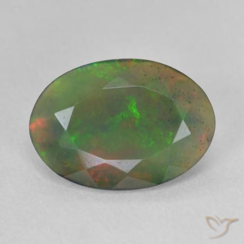 1.67ct Natürlicher Mehrfarbig Schwarzer Opal, Oval, Lichtdurchlässig