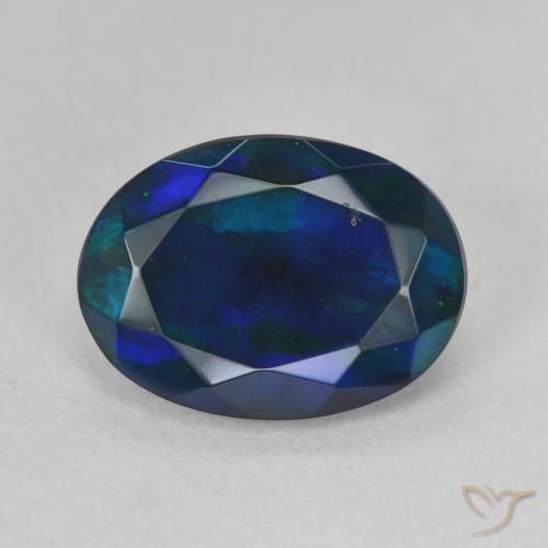 1.80ct Natürlicher Mehrfarbig Schwarzer Opal, Oval, Lichtdurchlässig