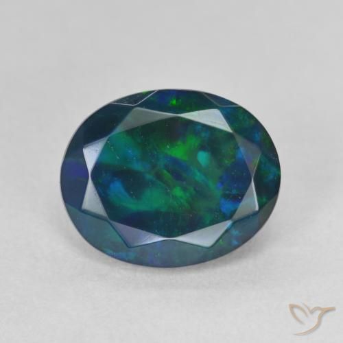 1.63ct Natürlicher Mehrfarbig Schwarzer Opal, Oval, Lichtdurchlässig
