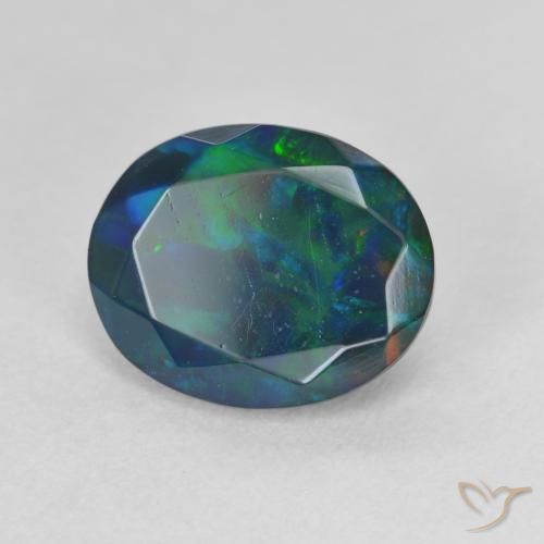9,17 ctw natürlicher Mehrfarbig Schwarzer Opal, Oval, Lichtdurchlässig